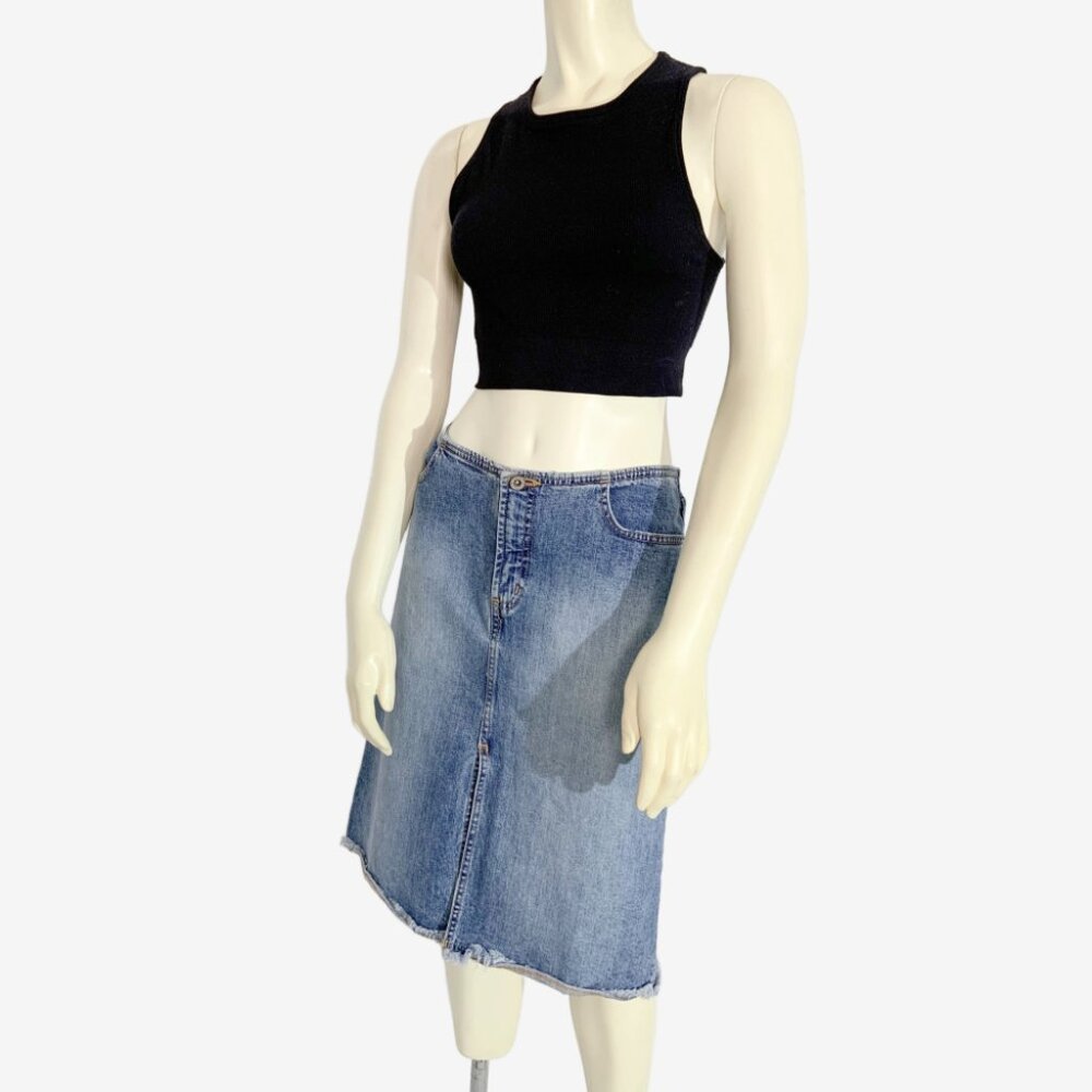 Vintage Y2K Low Rise Jean Skirt by BLUENOTES JEANSWEAR / size Medium / 30 waist